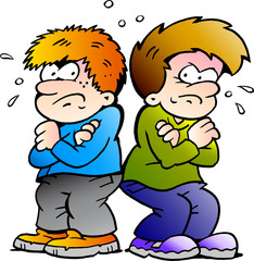 illustration of two enemies boys