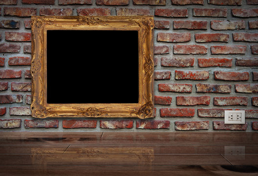 Golden frame on the wall.