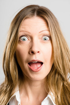 funny woman portrait real people high definition grey background