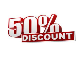 50 percentages discount red white banner - letters and block