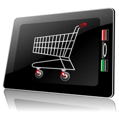 Wall murals Draw Smart Phone Tablet with Shopping Cart-Carrello Spesa in Computer