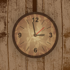 Vector grunge tree background with a clock