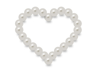 White pearls in a heart shape