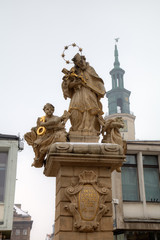 Fototapeta na wymiar Statue of Saint John of Nepomuk (Jan Nepomucky). Poznan, Poland