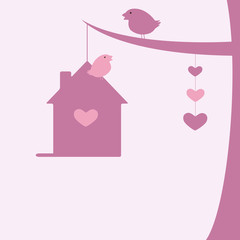 Two birds and their nesting box