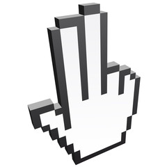 3D Pixelgrafik Hand - Zweifinger Meldung
