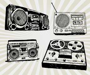 Some Hand Drawn Retro Tape Recorders - 48659663