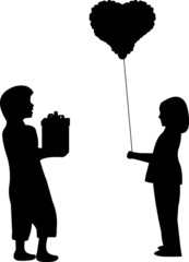 Boy and girl for Valentine s Day, 14th February silhouette