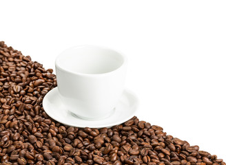 Cup and coffee beans