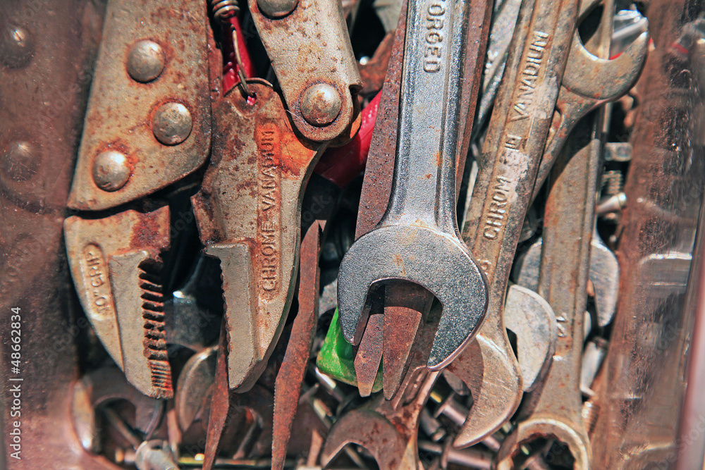 Wall mural Rusty tools