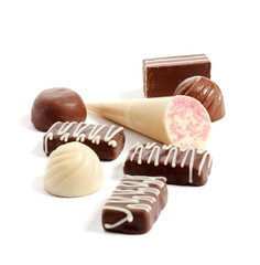delicious chocolate candy on a white background