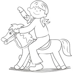 girl and horse  - coloring