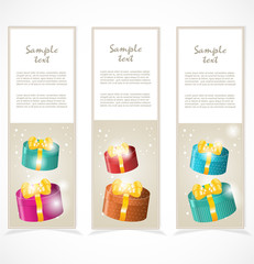 Banners with gift boxes