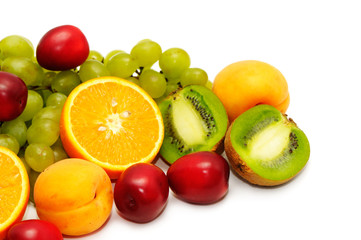 fresh fruits isolated on white background