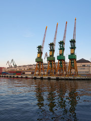 Cranes in the port of Gdynia, Poland.