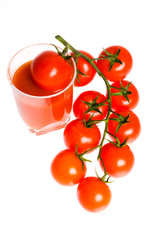 red tomato vegetable with cut isolated on white background