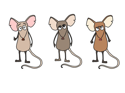 3 Mice with diferent emotions