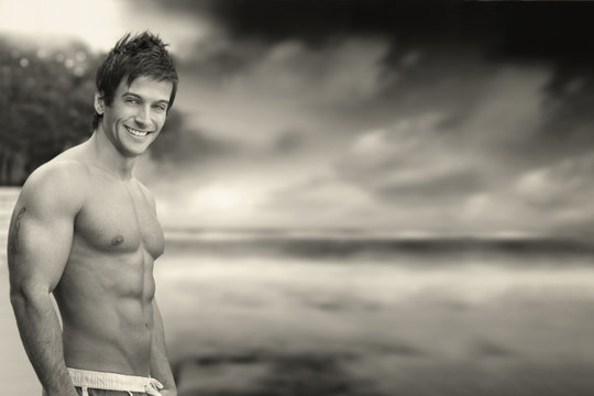 Sexy fun guy outside