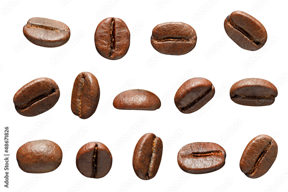 Wall mural coffee beans isolated on white background