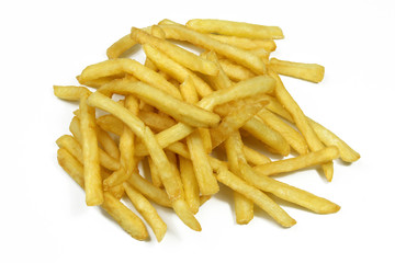pile of french fries isolated on white