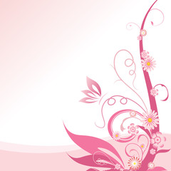 Pink floral corner design element