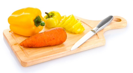 paprika, carrot and knife