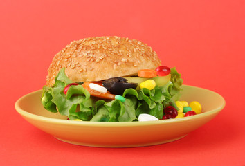 Conceptual image for nutritional care:assorted vitamins and