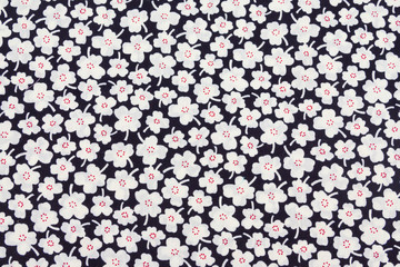 White floral pattern. Flowers fabric on black
