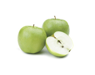 Fresh green apples isolated on white background