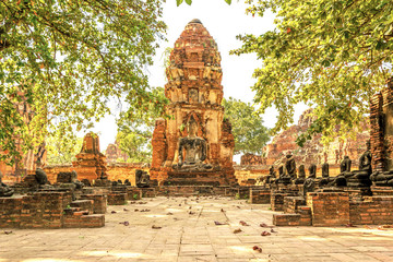 The grounds of a shrine at Wat Mahathat in Ayutthaya, Thailand.