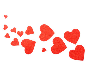 Some red hearts on a white background