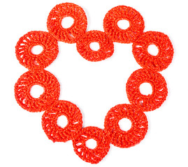 Knit a heart on a white background