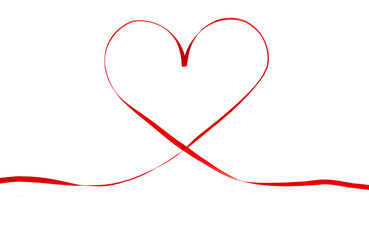 Red ribbon in heart shape