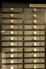 Wooden draws in Asakusa Temple in Tokyo