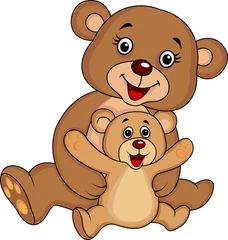 Photo sur Plexiglas Ours Mère et bébé ours dessin animé