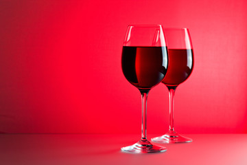 glasses with red wine