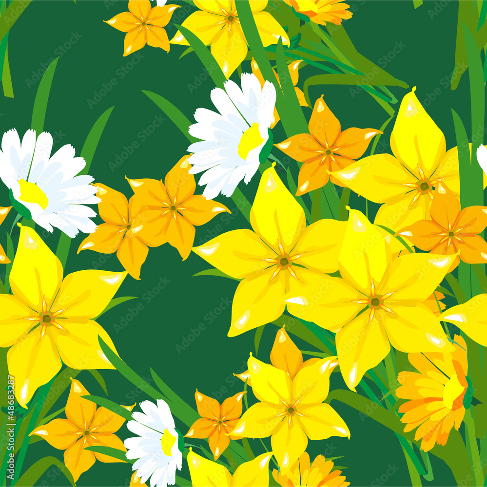 Wall mural seamless pattern flowers