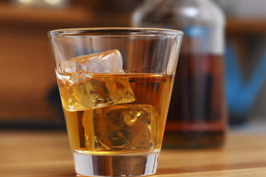 Whiskey on the rocks in glass