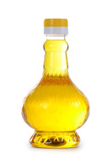 Olive oil in a bottle isolated on white background