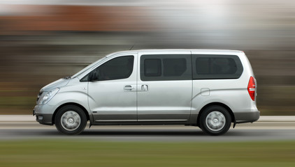 minibus in motion