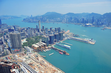 Fototapeta na wymiar Hong Kong z lotu ptaka