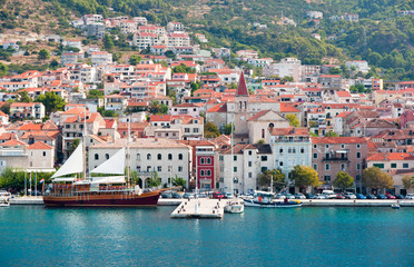 Makarska old city center and harbor