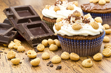 chocolate muffin with italian pastries called amaretti