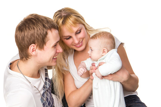 Portrait of a young happy family