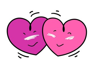 Two Nicely Pink Heart Falling in Love