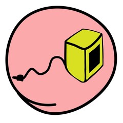 A Yellow Speaker on Round Green Background