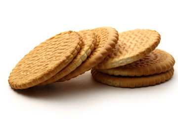 Round biscuits on white background