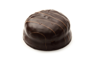 Round chocolate biscuit on white