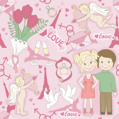 Love seamless pattern, happy valentine`s day