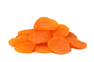 Stack of dried apricots (isolated)